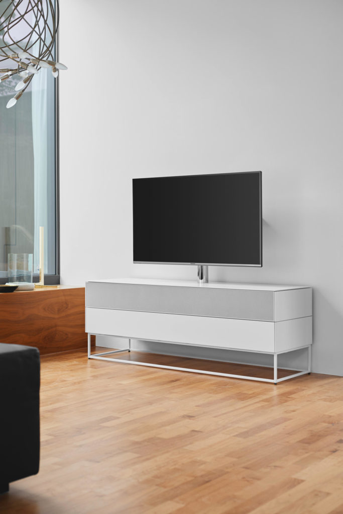 Tv группа 1,4m, на опорах, MDF 18mm серый матовый + white satin soft touch.